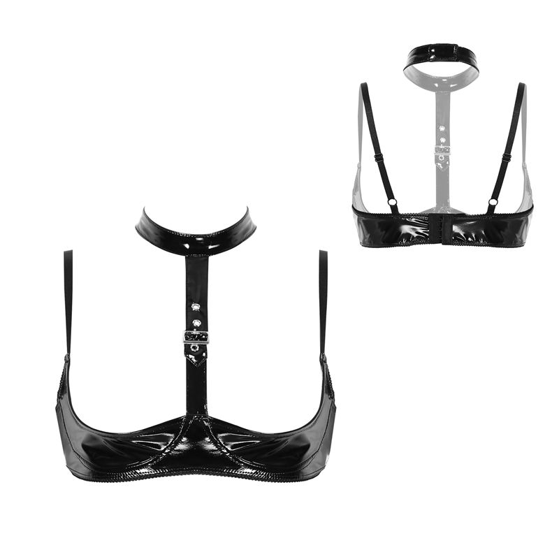 Mulheres Couro de Patente Ling - Bralette Triangle Set avaliação e preço